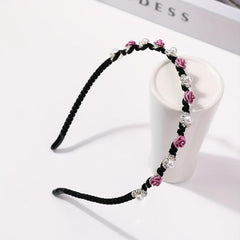 Faux Pearl Rhinestone Headband Flower Decor Head Hoop Hair Band