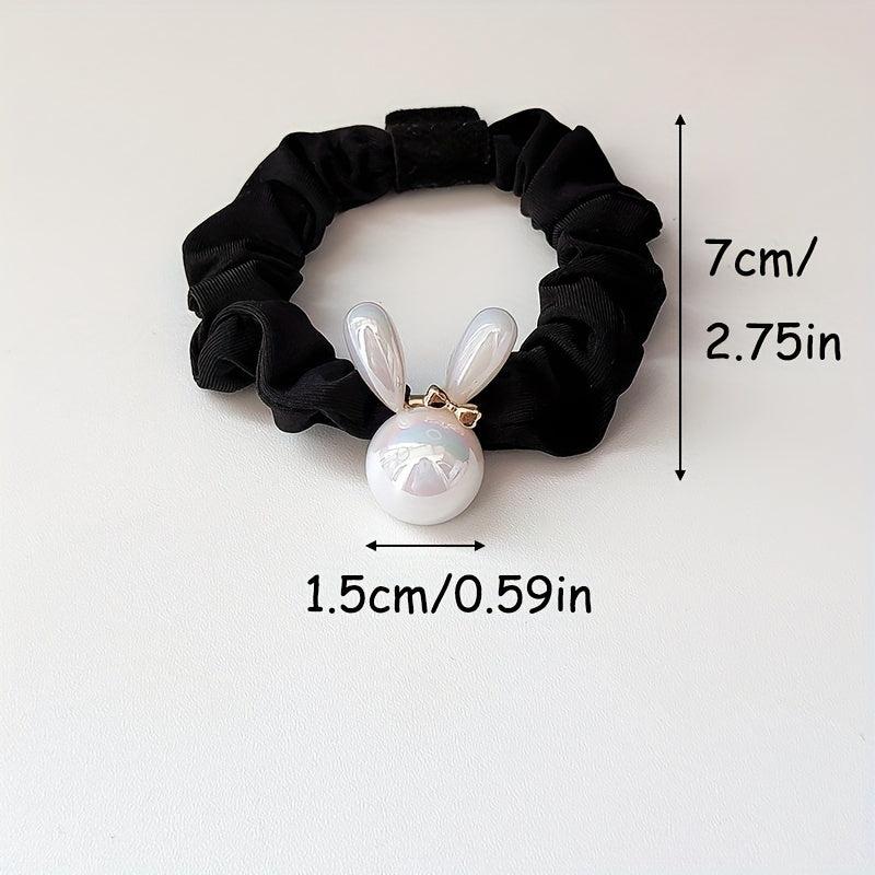 Holographic Rabbit Hair Rope Beaded Ponytail Holder