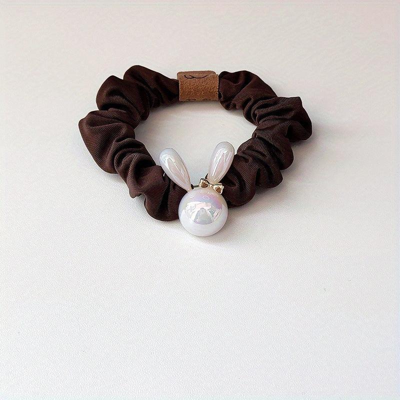 Holographic Rabbit Hair Rope Beaded Ponytail Holder