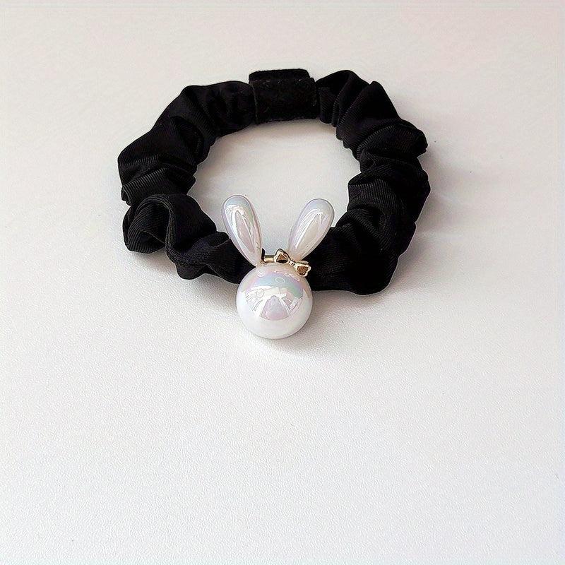 Holographic Rabbit Hair Rope Beaded Ponytail Holder