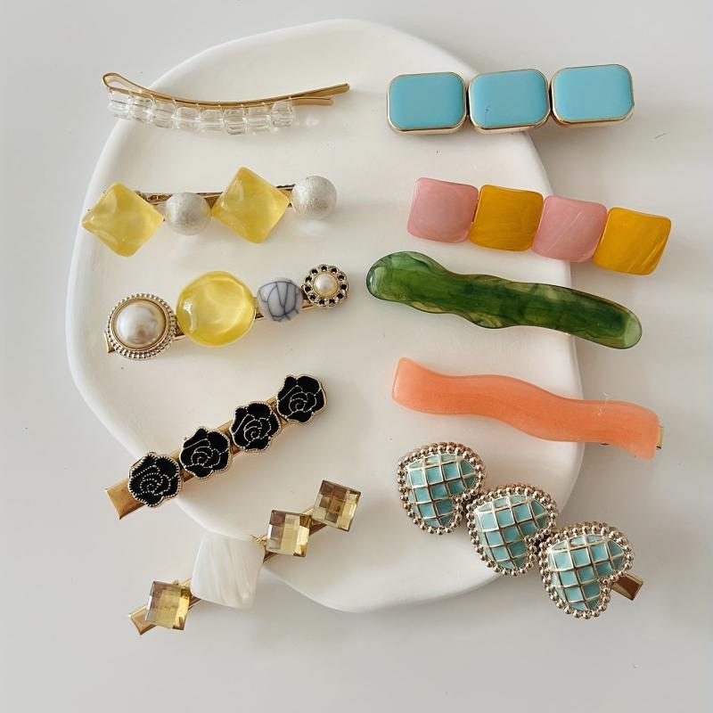 10pcs Flower Hair Clip Side Duck Billed Bangs Hair Accessories