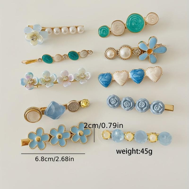 10pcs Flower Hair Clip Side Duck Billed Bangs Hair Accessories