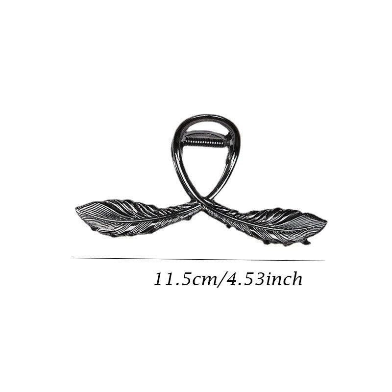 Alloy Feather Hair Claw Ponytail Holder Nonslip Clip