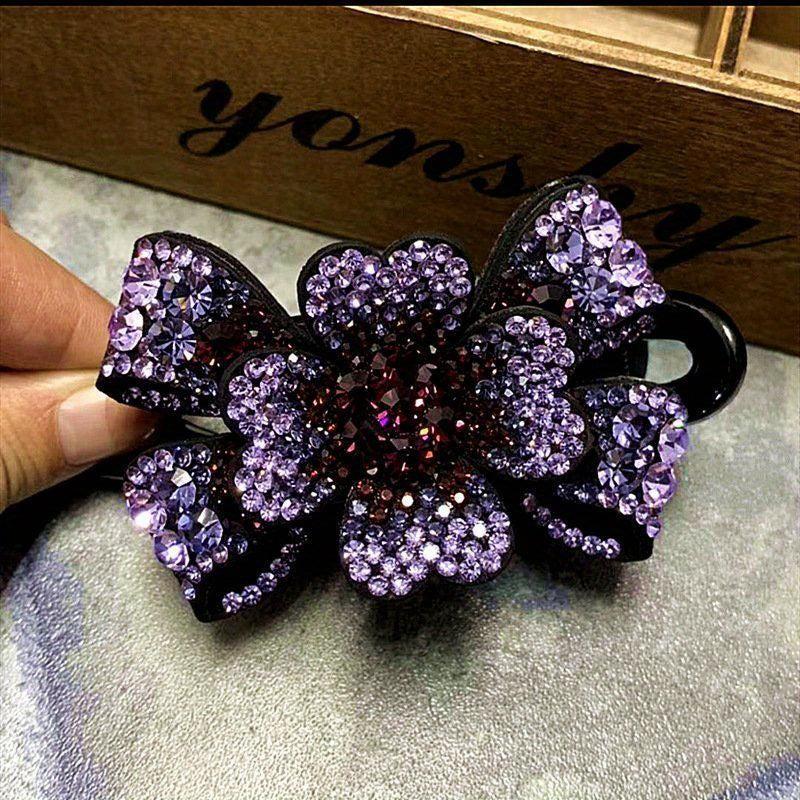 Crystal Flower Hair Claw Large Hair Clip