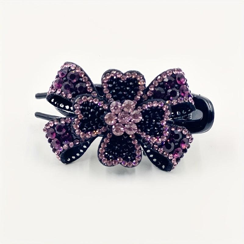 Crystal Flower Hair Claw Large Hair Clip