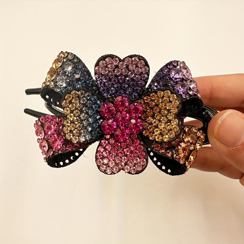 Crystal Flower Hair Claw Large Hair Clip