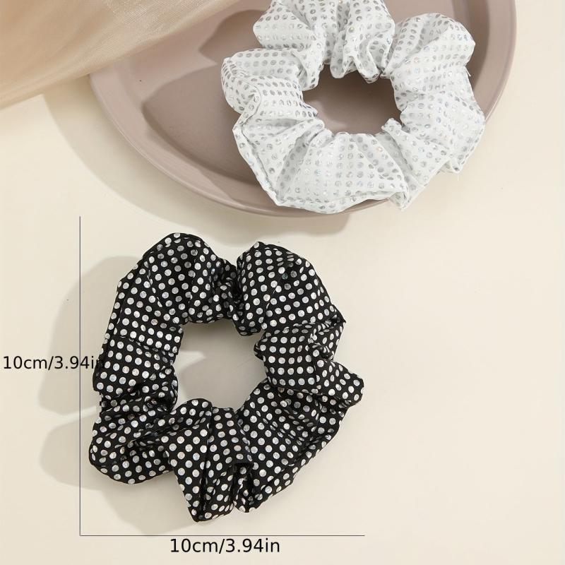2pcs Sequin Polka Dot Print Scrunchie Hair Tie Hair Rope Hair Accessories