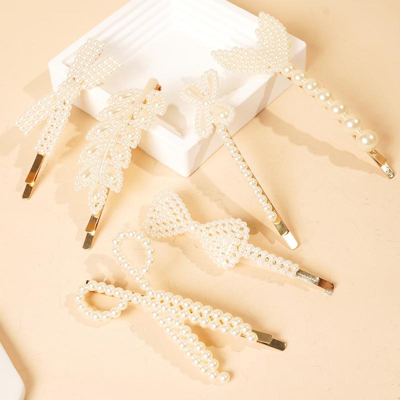 6pcs Faux Pearl Hair Clip Barrette Hair Accessories