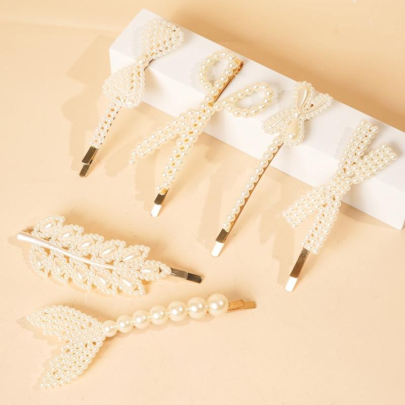 6pcs Faux Pearl Hair Clip Barrette Hair Accessories