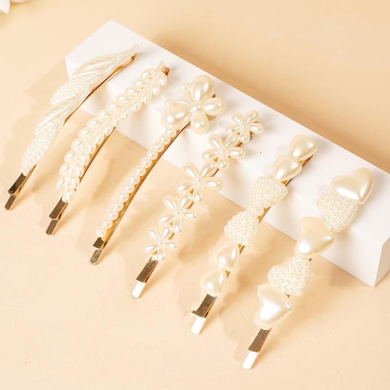6pcs Faux Pearl Hair Clip Barrette Hair Accessories