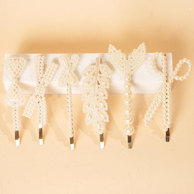 6pcs Faux Pearl Hair Clip Barrette Hair Accessories