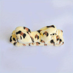 Flannel Headband Leopard Pattern Bow Hair Sports Wash Face Spa Makeup Hairband