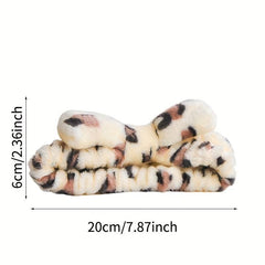 Flannel Headband Leopard Pattern Bow Hair Sports Wash Face Spa Makeup Hairband