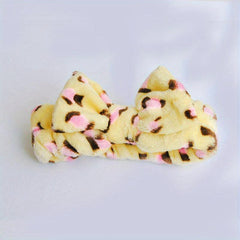 Flannel Headband Leopard Pattern Bow Hair Sports Wash Face Spa Makeup Hairband