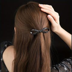 Rhinestone Bow Hair Clip French Barrette Ponytail Clip Hair Accessories