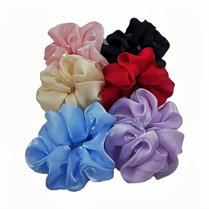6pcs Silky Scrunchies Hair Tie Solid Hair Rope Hair Accessories For Women Girls