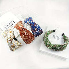 Floral Cross Knotted Hairband Wide Brim Headband Hair Accessories
