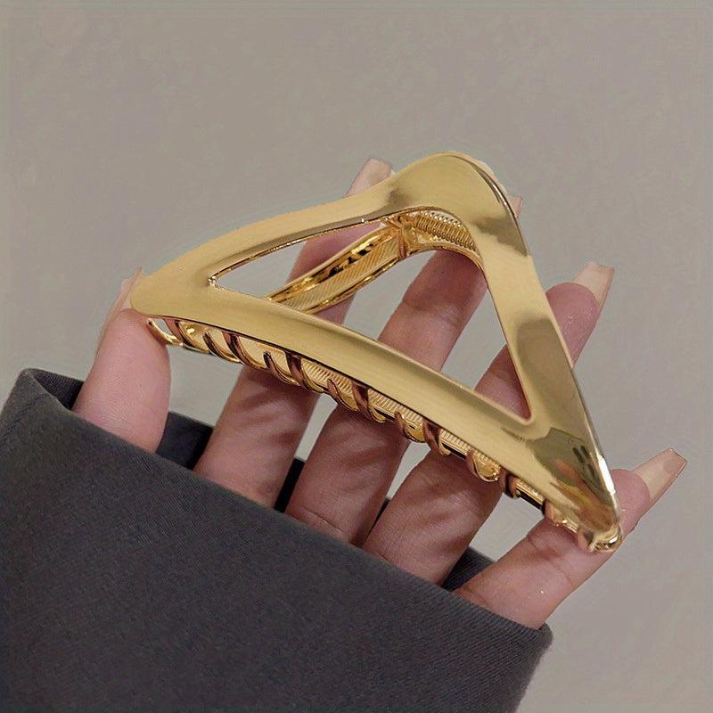 Triangle Shark Clip Silvery Hair Claw Nonslip Ponytail Holder