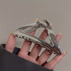 Triangle Shark Clip Silvery Hair Claw Nonslip Ponytail Holder