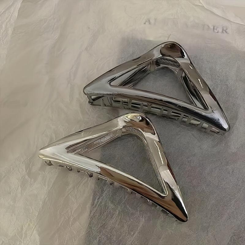 Triangle Shark Clip Silvery Hair Claw Nonslip Ponytail Holder