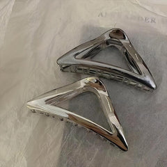 Triangle Shark Clip Silvery Hair Claw Nonslip Ponytail Holder