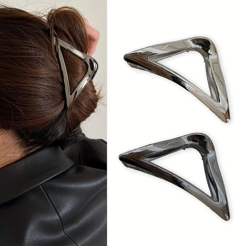 Triangle Shark Clip Silvery Hair Claw Nonslip Ponytail Holder
