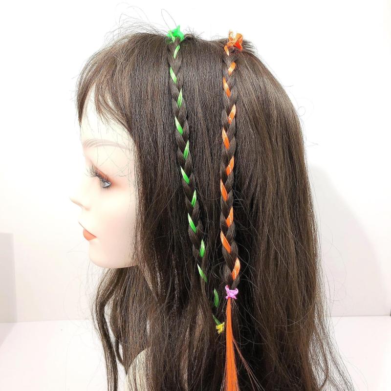 12pcs Rainbow Braids Long Wigs Holographic Braid Ponytail