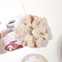 Floral Print Scrunchies Chiffon Hair Tie Ponytail Holder