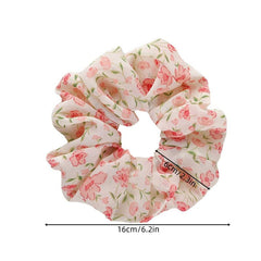 Floral Print Scrunchies Chiffon Hair Tie Ponytail Holder