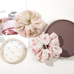 Floral Print Scrunchies Chiffon Hair Tie Ponytail Holder