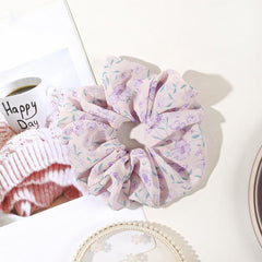 Floral Print Scrunchies Chiffon Hair Tie Ponytail Holder