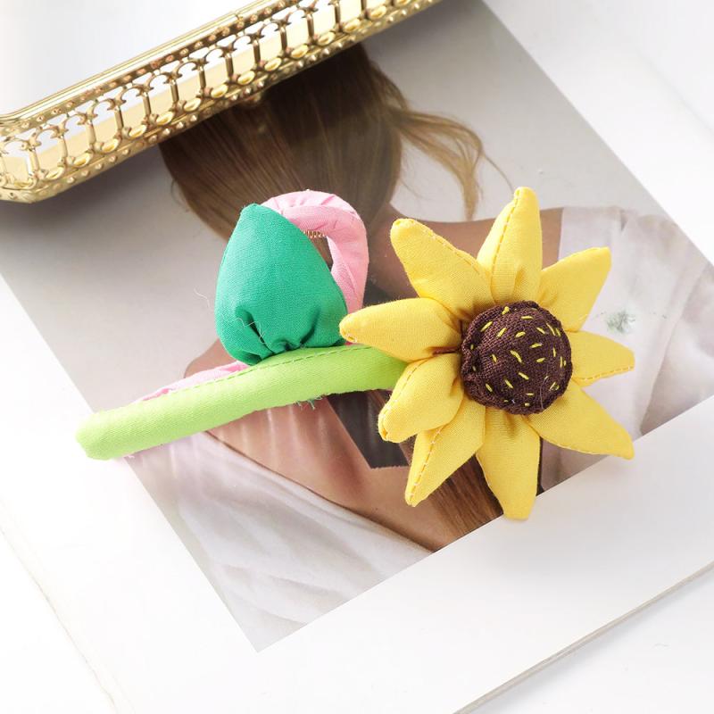 Puffy Knitted Flower Hair Claw Style Hair Claw Nonslip Ponytail Holder