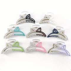 Rhinestone Car Ears Hair Claw Nonslip Ponytail Holder