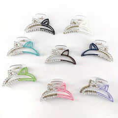 Rhinestone Car Ears Hair Claw Nonslip Ponytail Holder