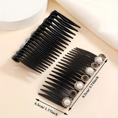 Faux Pearl Rhinestone Hair Comb Set