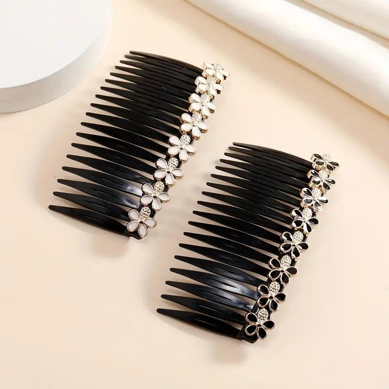 Faux Pearl Rhinestone Hair Comb Set