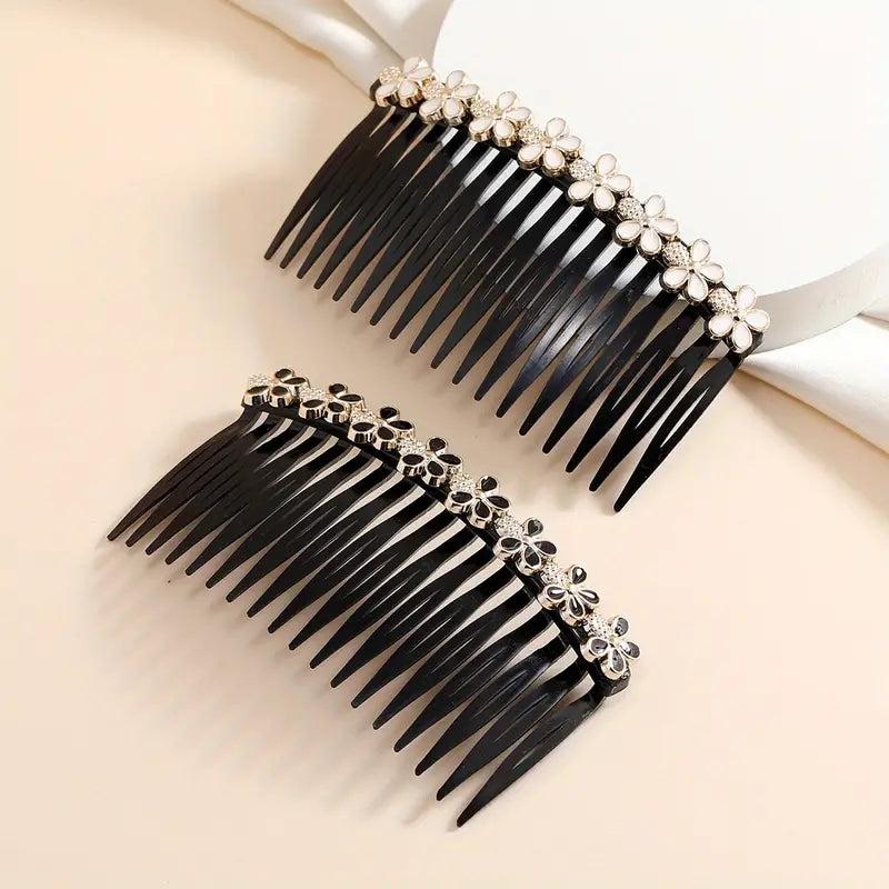 Faux Pearl Rhinestone Hair Comb Set