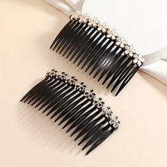 Faux Pearl Rhinestone Hair Comb Set