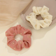 2pcs Flower Pattern Scrunchies Hair Tie Sweet Seamless Elastic Ponytail Holder