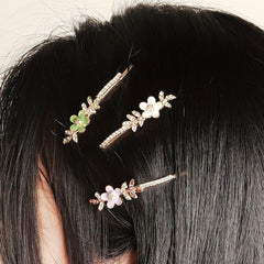 2pcs Flower & Rhinestone Hair Clip Non Slip Hair Accessory