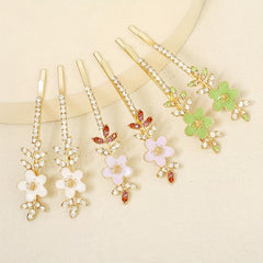 2pcs Flower & Rhinestone Hair Clip Non Slip Hair Accessory