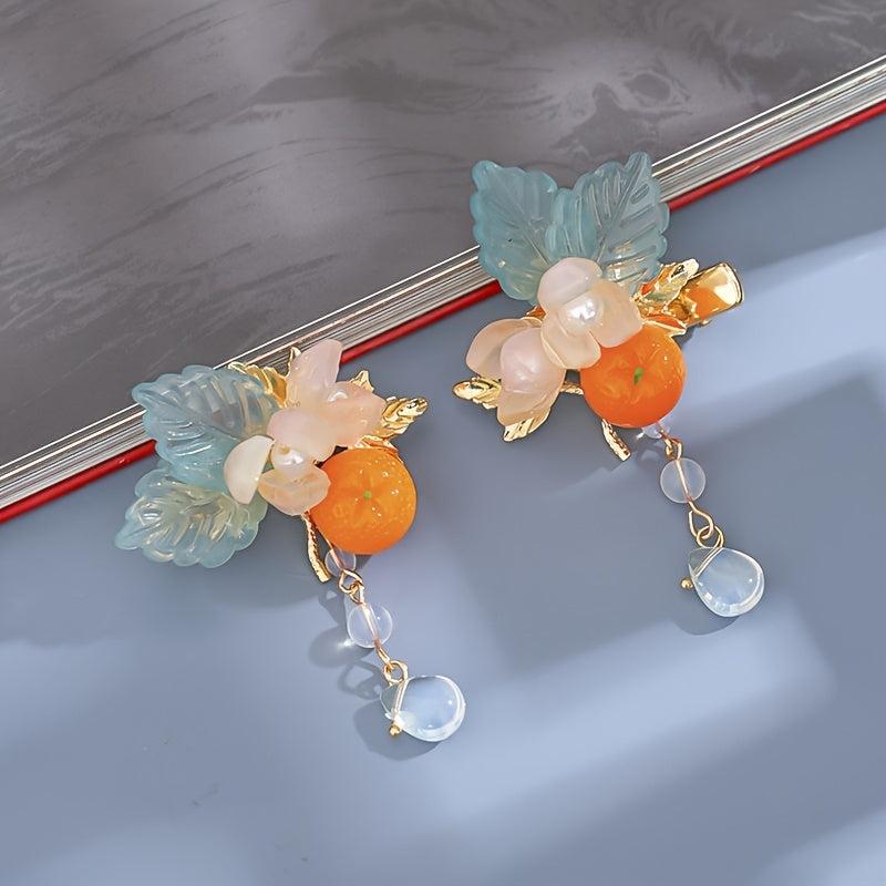 Vintage Chinese Style Orange Hair Pin Cheongsam Hair Accessories