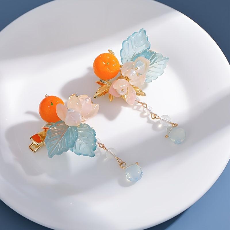 Vintage Chinese Style Orange Hair Pin Cheongsam Hair Accessories