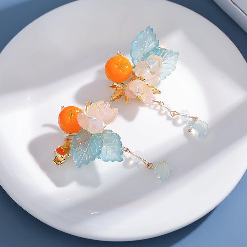 Vintage Chinese Style Orange Hair Pin Cheongsam Hair Accessories