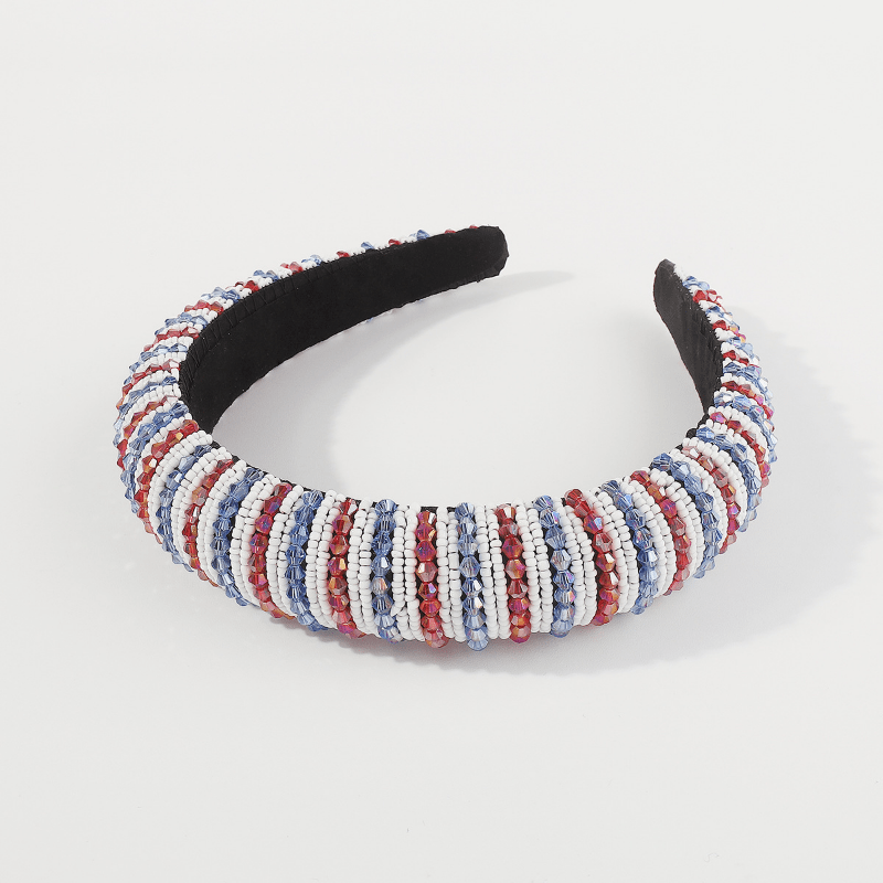 Rice Beaded Hair Band Contrast Bead Wide Headband