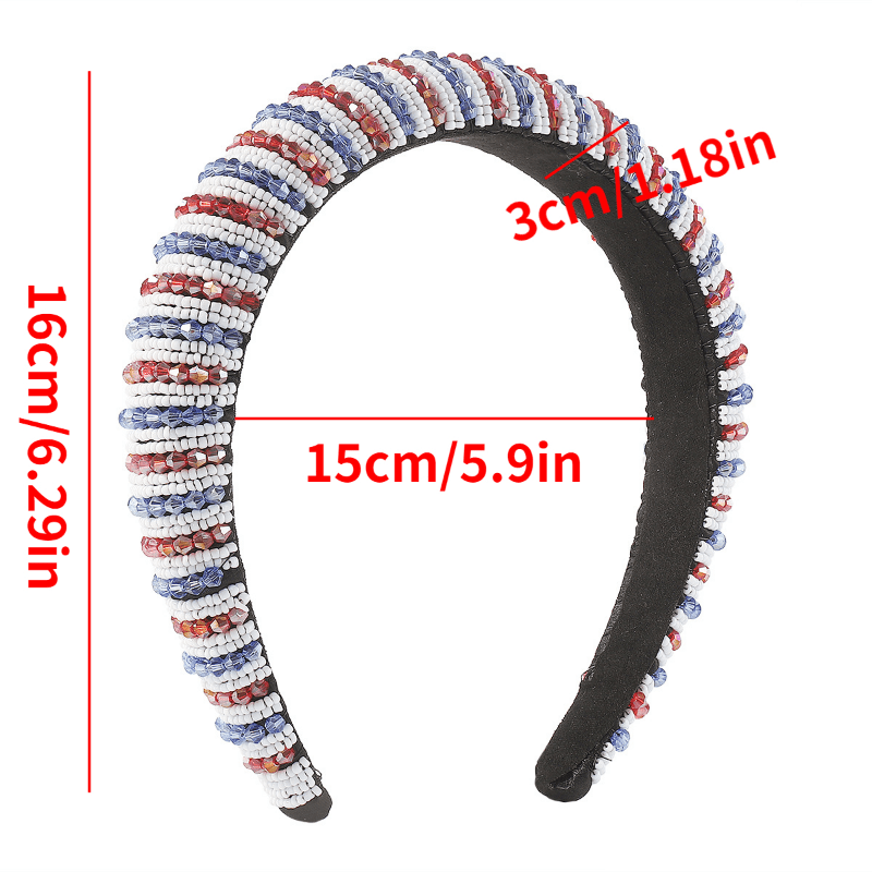 Rice Beaded Hair Band Contrast Bead Wide Headband