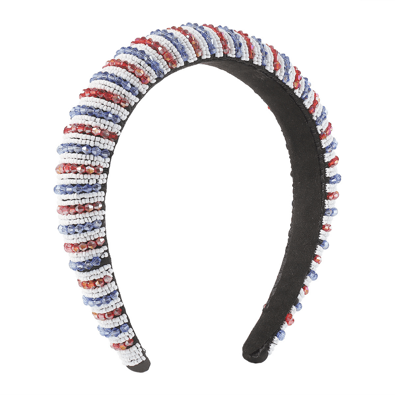 Rice Beaded Hair Band Contrast Bead Wide Headband