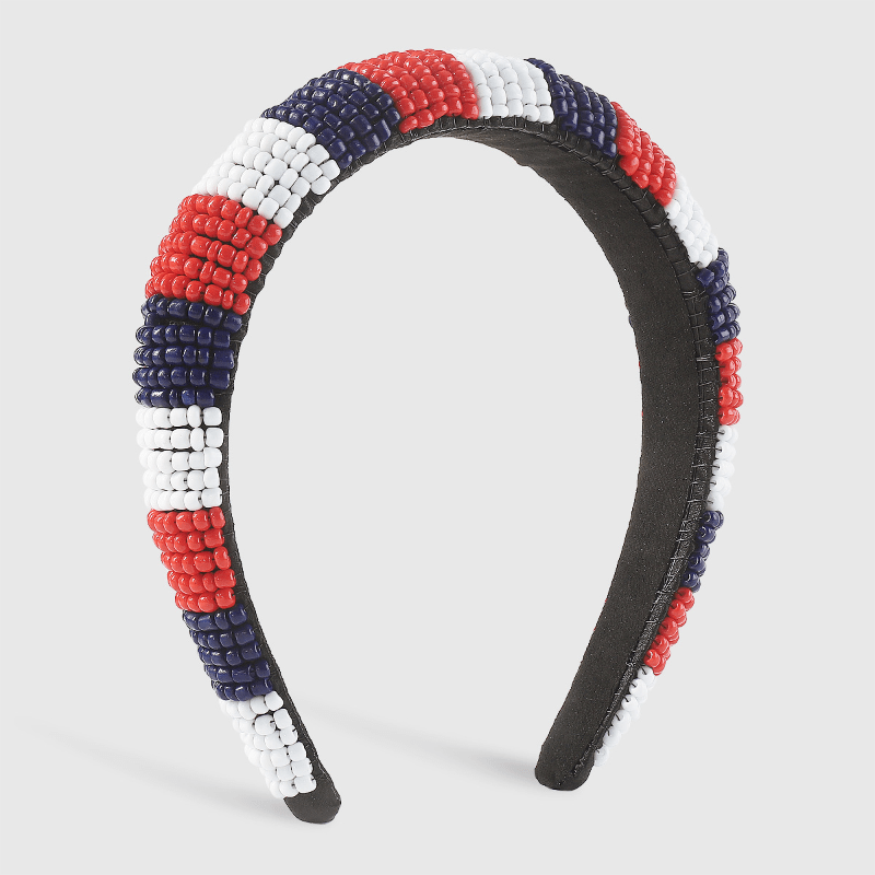 Rice Beaded Hair Band Contrast Bead Wide Headband
