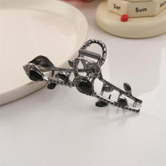 Crystal Leaf Hair Claw Clip Rhinestone Hair Claw Nonslip Ponytail Holder