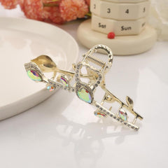Crystal Leaf Hair Claw Clip Rhinestone Hair Claw Nonslip Ponytail Holder